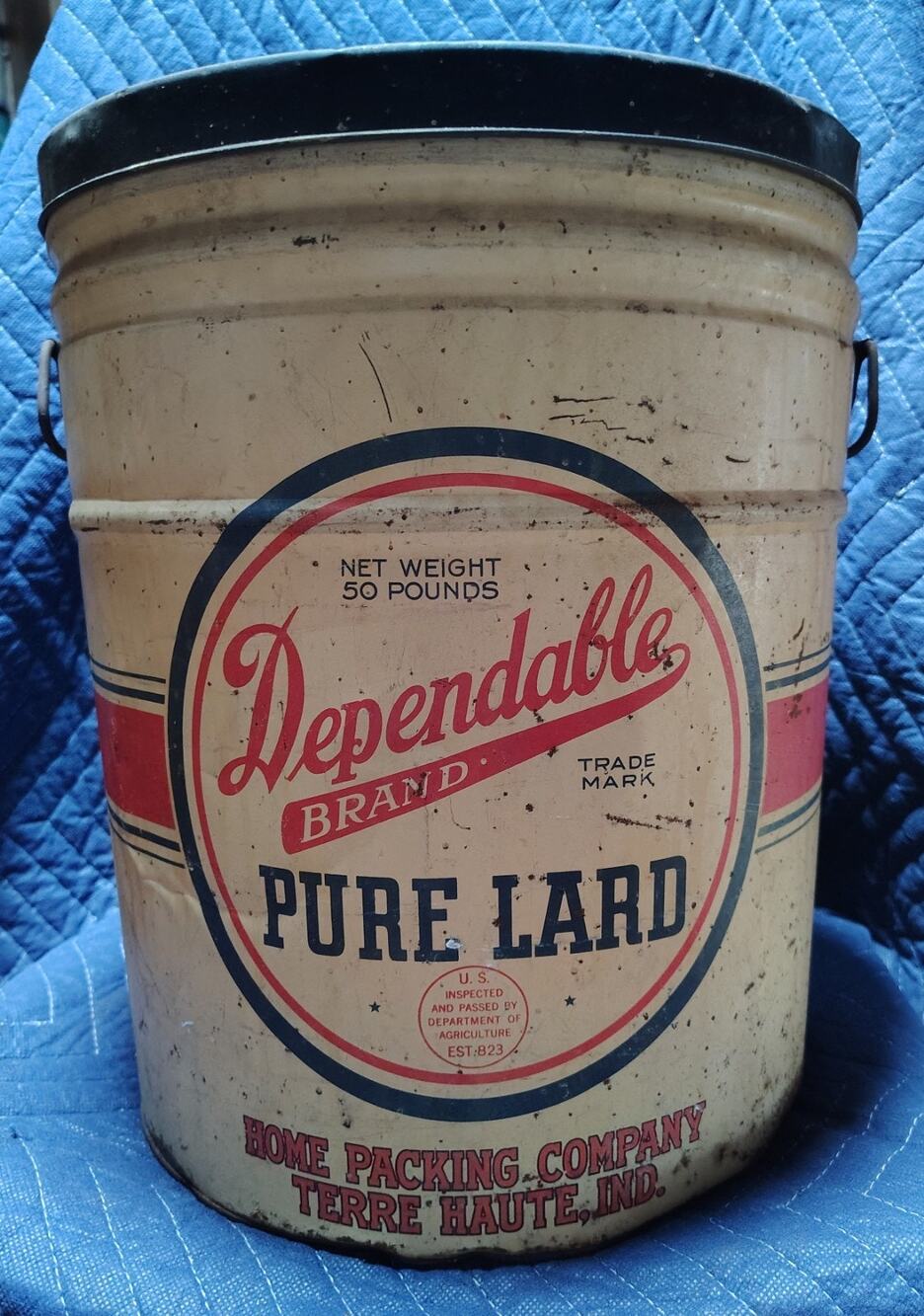 Vintage 50 lb Metal LARD tin
